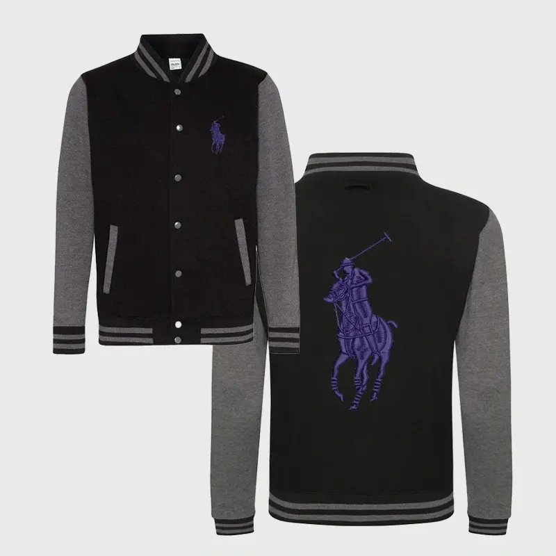Custom Embroidered Gray-Black Varsity Jacket