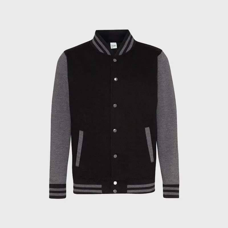 Custom Embroidered Gray-Black Varsity Jacket
