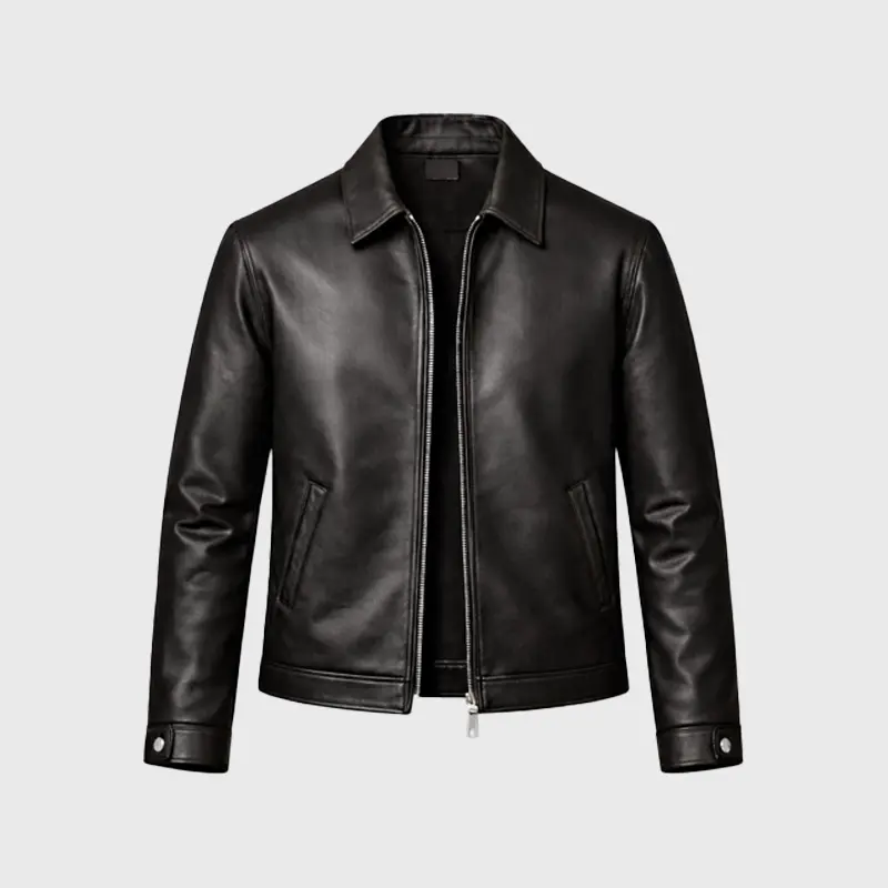 Custom Embroidered Black Leather Jacket